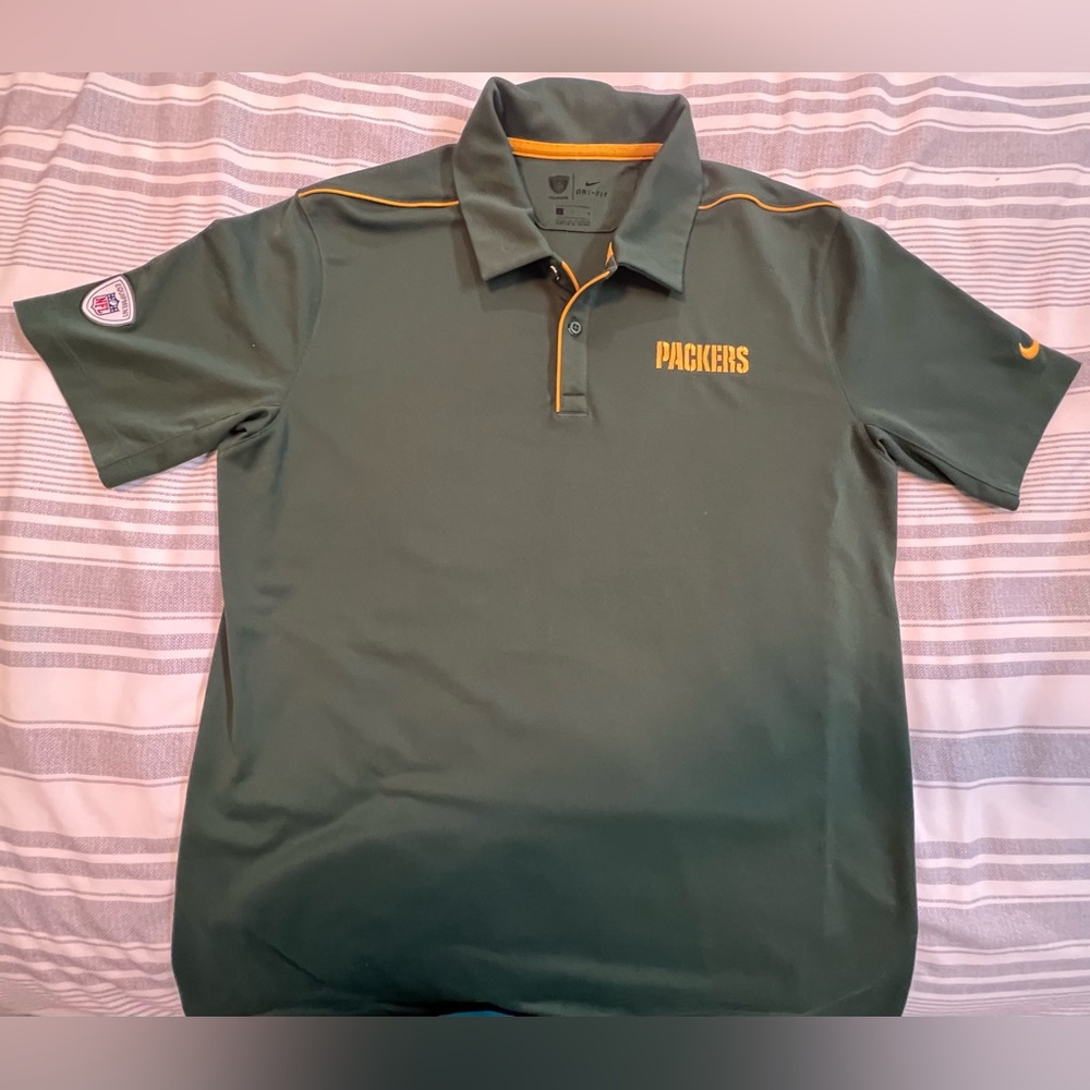 Nike Green and Gold Packers Polo Shirt - Picture 1 of 2